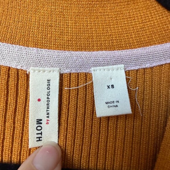 Anthropologie Moth Marigold Ribbed Midi Dress Size XS - Picture 4 of 6